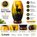 Handpainted Art Vase – Unique Deer Design Decorative Vase