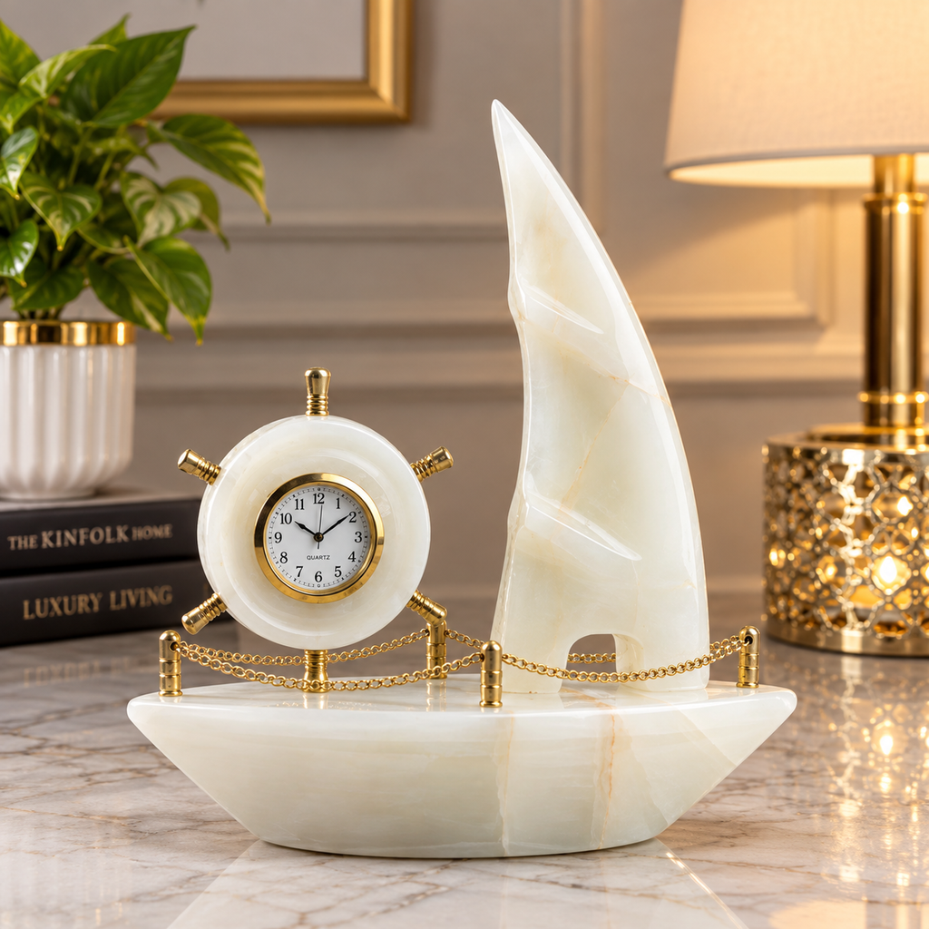 Natural Onyx Stone Clock Set – Elegant Handcrafted Home Décor Timeless Beauty, Crafted from Natural Onyx