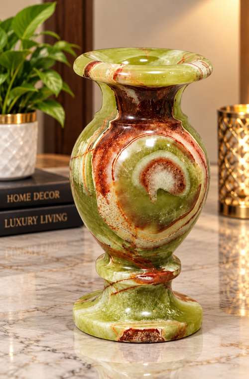 Natural Green Onyx Stone Vase – Handcrafted Luxury Decorative Vase