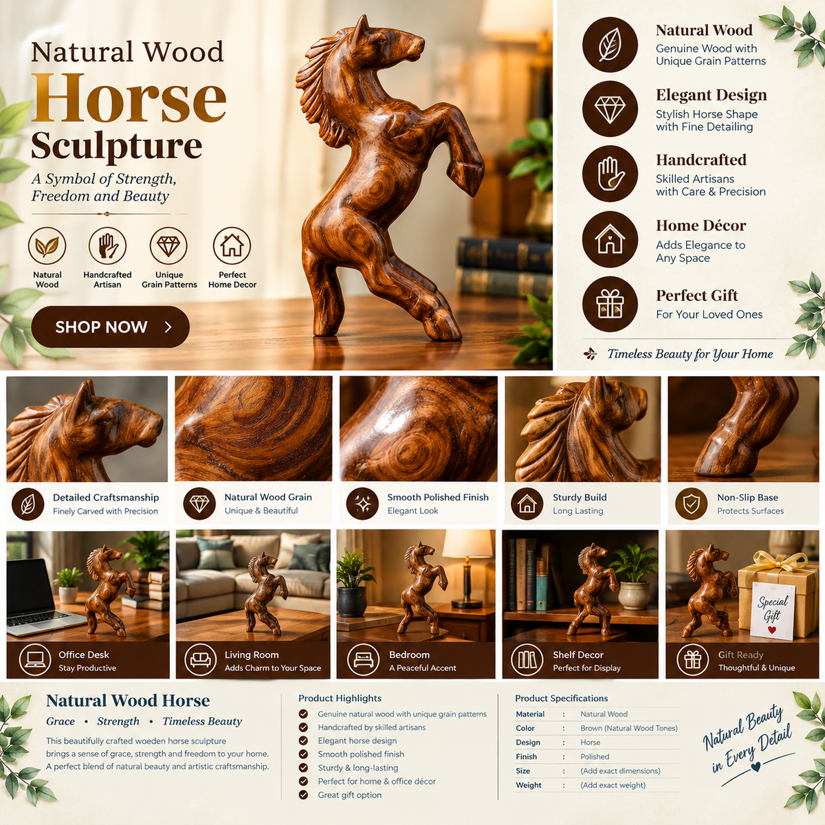 Handcrafted Horse Sculpture – Premium Carved Horse Figurine