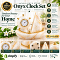 Natural Onyx Stone Clock Set – Elegant Handcrafted Home Décor Timeless Beauty, Crafted from Natural Onyx