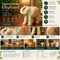 Natural Stone Elephant Statue – Handcrafted Decorative Elephant Figurine