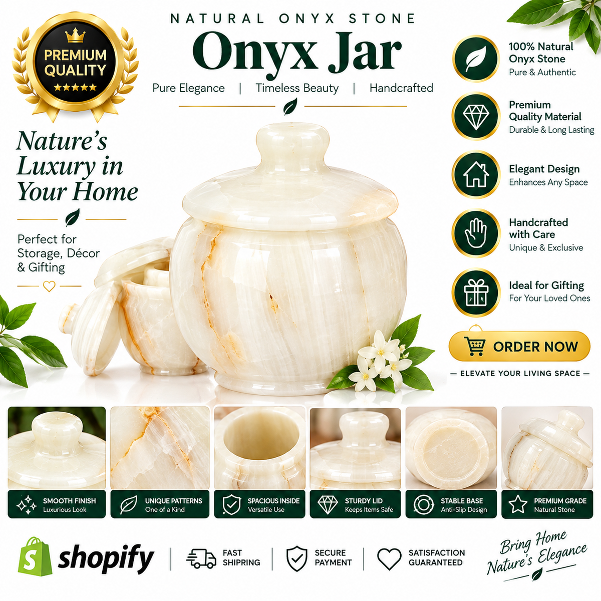 Natural onyx stone onyx jar
