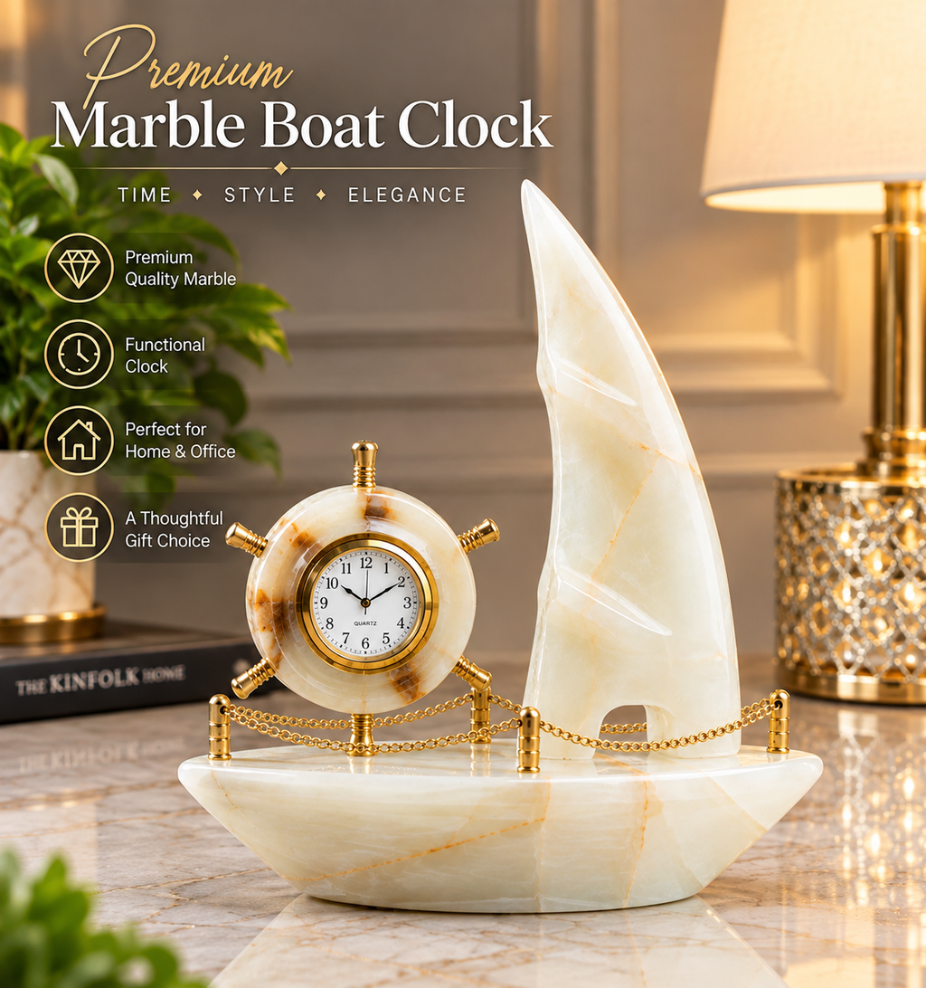 Natural Onyx Stone Clock Set – Elegant Handcrafted Home Décor Timeless Beauty, Crafted from Natural Onyx
